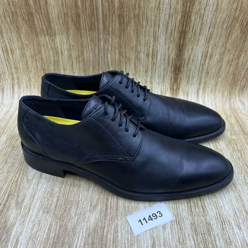 Cole Haan Hawthorne Men's Size 9.5 M Black Leather Plain Toe Dress Shoes C32351